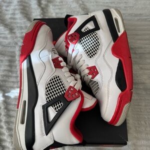 Jordan Air 4 Retro in White, Red, and Black